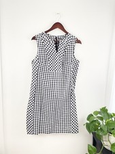 Talbots Navy Blue White Gingham Linen Blend Sheath Dress Women’s 12 Petite