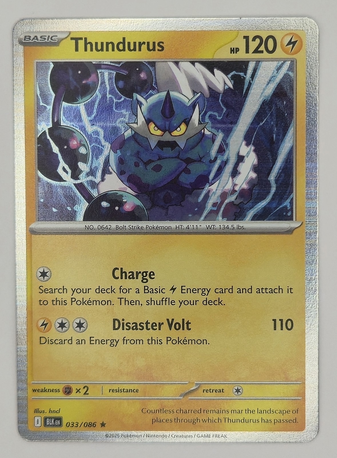 Thundurus 033/086 Holo Rare Black Bolt Pokemon TCG NM