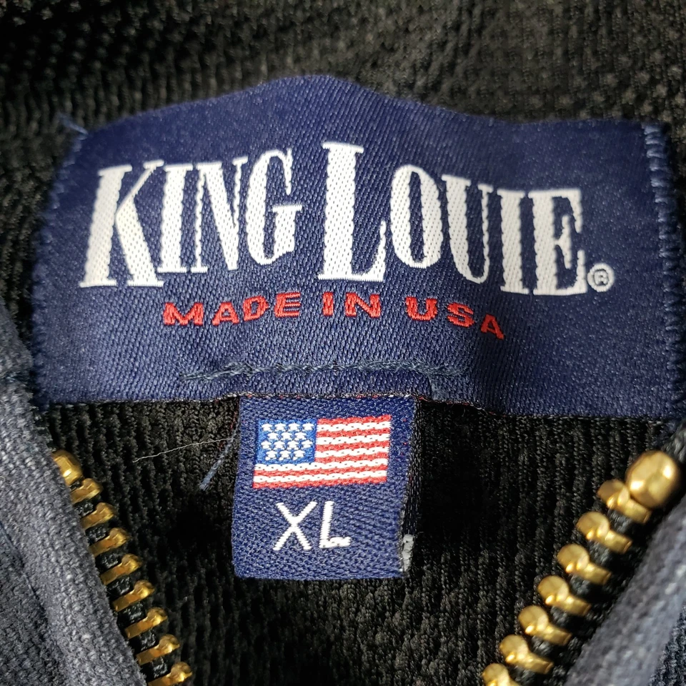 Chaqueta de Colección King Louie Para Hombres XL Trabajador Azul Lona Cremallera Con Capucha Hecha en Unión EE. UU. Foto 3 de 4