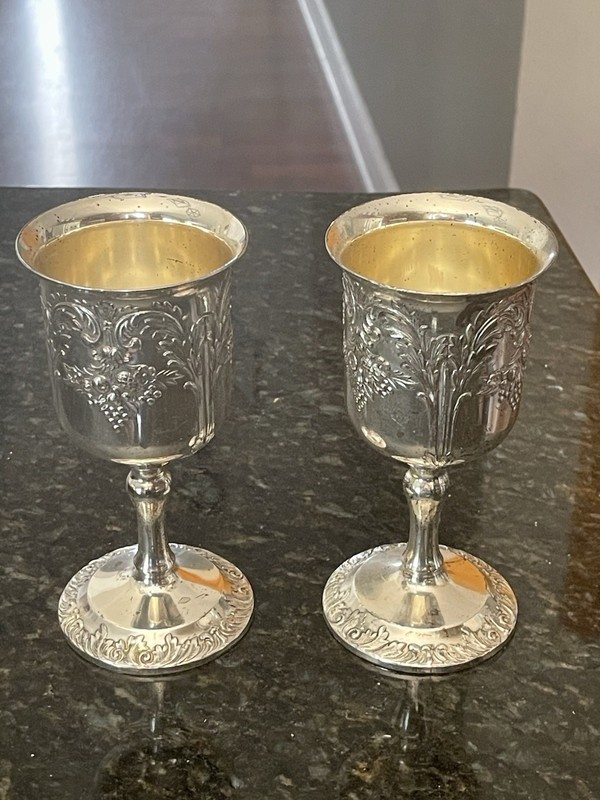 Vintage silver-plated goblet or Kiddush cup, 2 Pcs