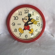 Vintage Lorus Mickey Mouse Wall Clock Quartz Red 10.5" Japan Disney LFW224R