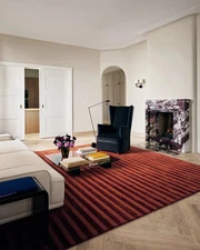 Rug Hand-Tufted Wool Rug Nordic Knots Burgundy Design, Handmade Area for home