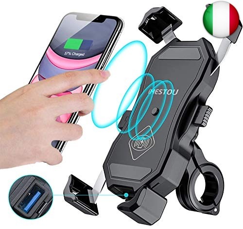 iMESTOU Moto Wireless 15W Qi/USB Quick Charger 3.0 Supporto per Telefono 2 in 1