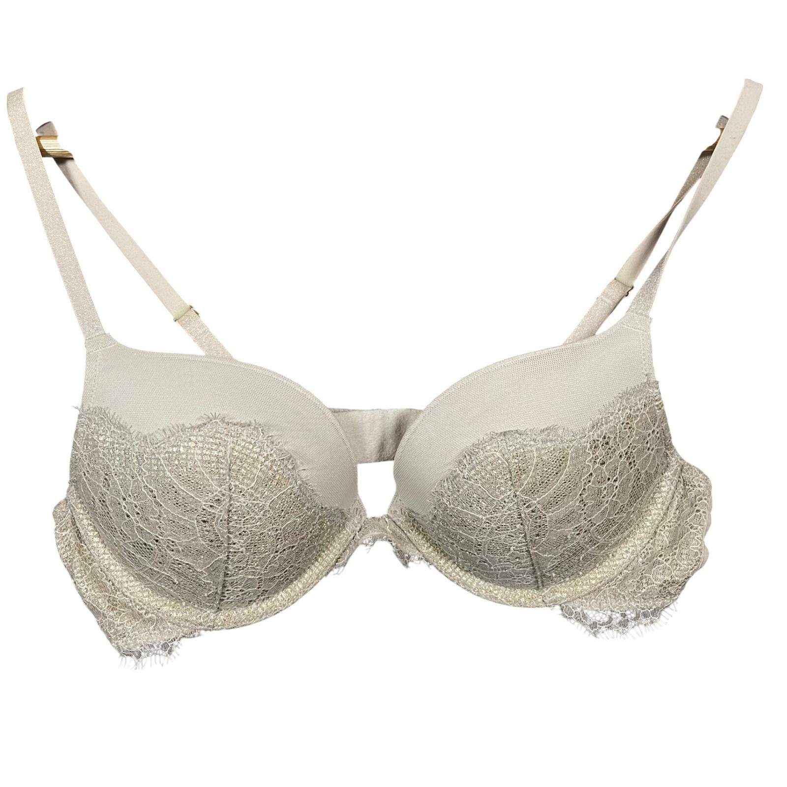 Victoria's Secret Dream Angels Push-Up Underwire Lace Bra 34B Sexy Metallic