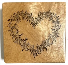 Heart Wreath Rubber Stamp Wood Mount PSX Designs 2.25x2.25" Flowers Leaves