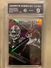 2023 panini chronicles black draft picks jahmyr gibbs 11/49 graded 9