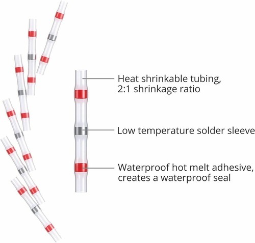 100 Stk Lötverbinder Stoßverbinder Schrumpfverbinder Kabelverbinder 0.5-1mm² Rot - Imagen 6 de 11