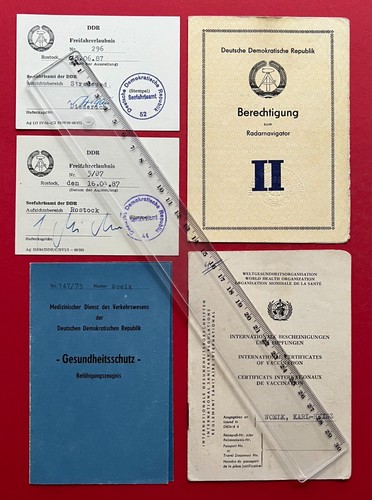5 x DDR Ausweise 1973/87 Freifahrererlaubnis, Befähigungszeugnis ( 122269