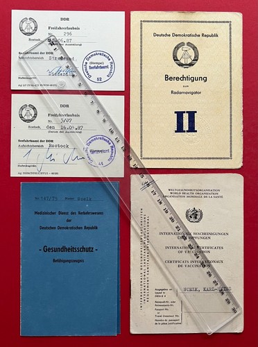 5 x DDR Ausweise 1973/87 Freifahrererlaubnis, Befähigungszeugnis   ( 122269 - Bild 1 von 3