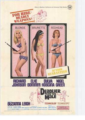 DEADLIER THAN THE MALE Movie POSTER 27x40 Richard Johnson Elke Sommer Sylva