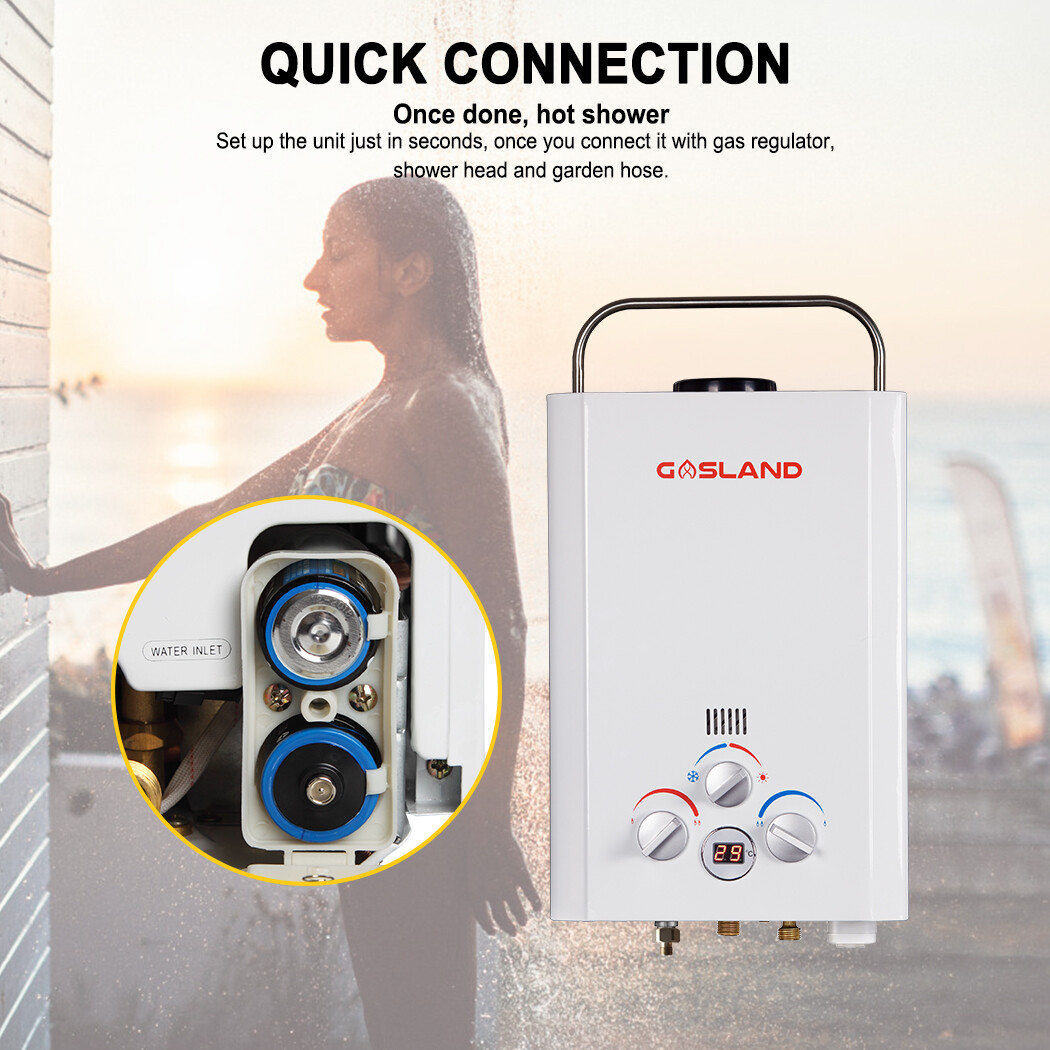 GASLAND 8L LPG Gas Water Heater System Portable Outdoor Camping Hot