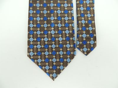 Renzo Men's 100% Silk Woven Plaid Neck Tie Brown Multi 3 7/8'' x 58''