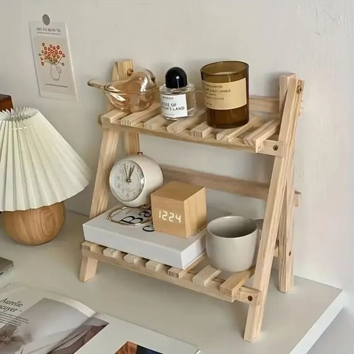2 Layer Wooden Storage Shelf Multipurpose Desktop Storage Shelf - Picture 8 of 10