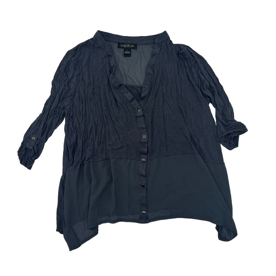 August Silk Gray Button Down Blouse - image 1