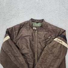Vintage Quicksilver Jacket Mens Large Brown Bomber Quilted Lined Chin Strap Y2K