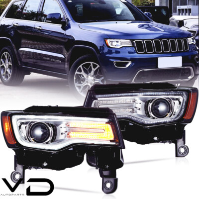 w/Startup&Sequential For 2014 15 16 17-22 Jeep Grand Cherokee LED Headlights L+R