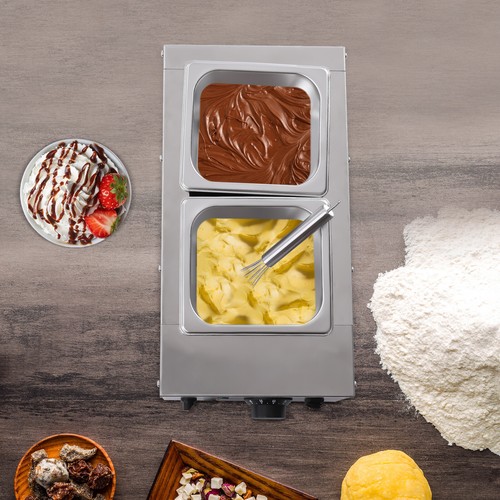 6L 800W Chocolate Tempering Machine Electric Melting Pots Stainless Steel 2 Pots