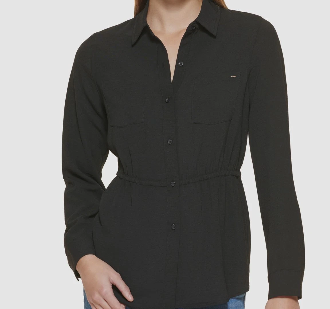 Calvin klein black button down shirt cheap