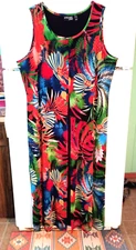 ATTITUDES BY RENEE COLORFUL TROPICAL SLEEVELESS LINED CHIFFON MAXI DRESS SIZE 2X