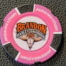 BRANDON HD ~ FLORIDA (Neon Pink Full Color) Harley Davidson Poker Chip CLOSED
