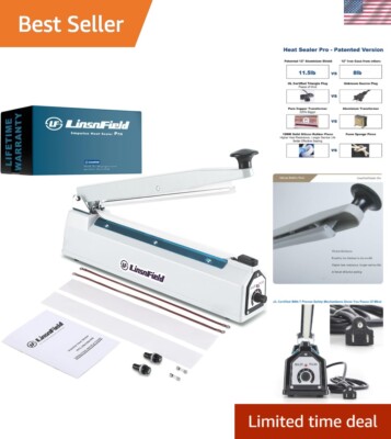 Sealer Pro, 12-inch Super Impulse Heat Bag Sealer, 7-mm Sealing System with P...