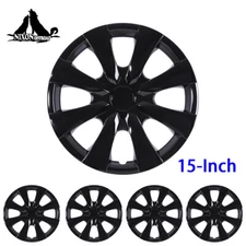 15" Hubcaps Black Lacquer Snap On Wheel Covers R15 for 2009-2019 Toyota Corolla