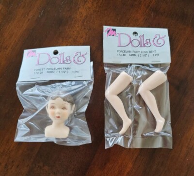 VTG Mangelsen's Fairy Forest Pixie Elf Porcelain Doll Head & Bent Legs 1993 NOS