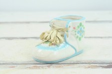 Vintage 1950s Baby Blue Booties Baby Shoe Planter Nursery Baby Decor