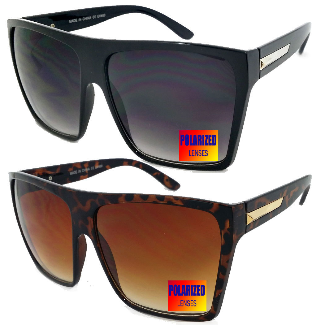 Mens Womens Flat Top Oversize Retro Square POLARIZED  display picture 1