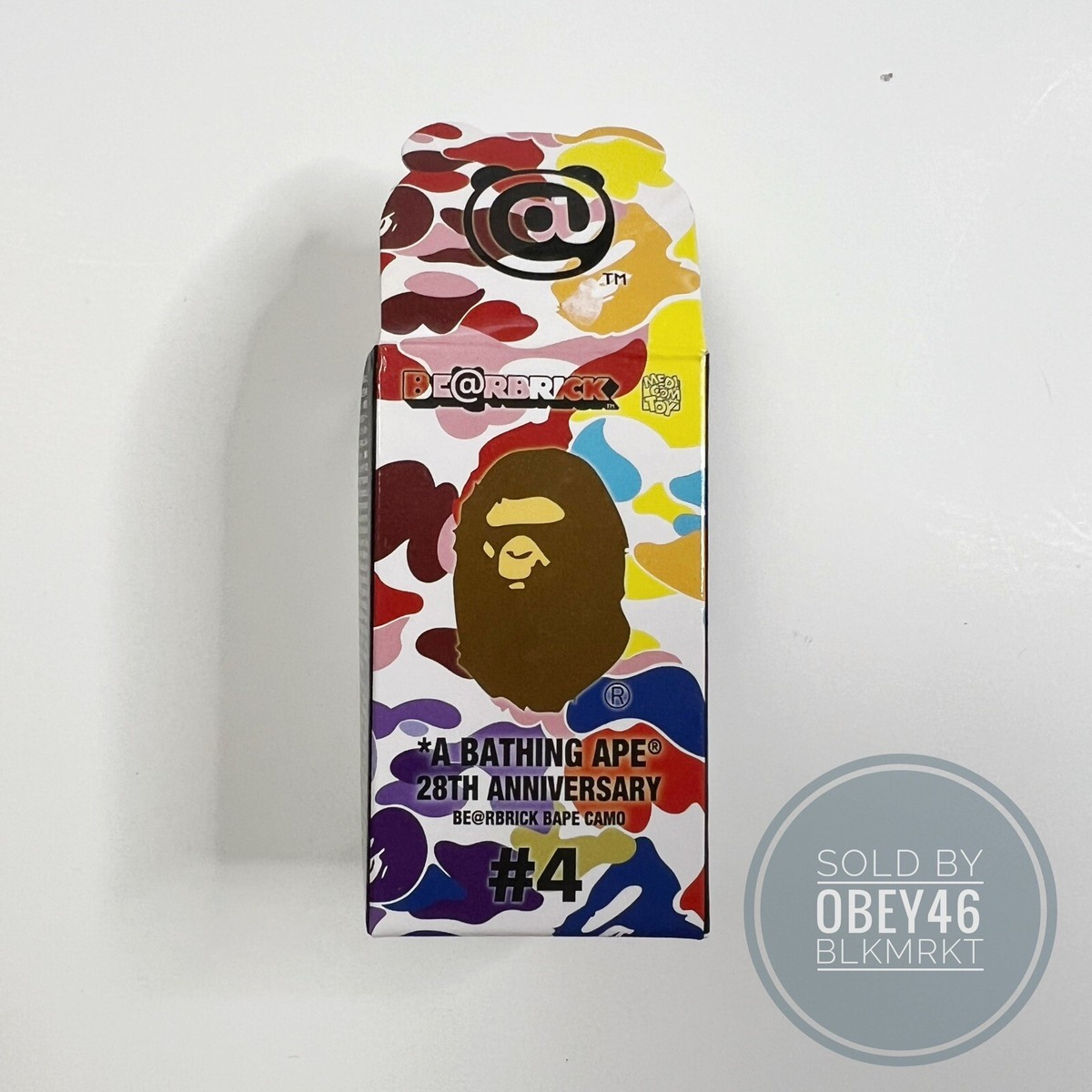A BATHING APE 28TH ANNIVERSARY BE@RBRICK BAPE CAMO #4 100% BLUE