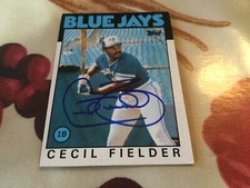 1986 Topps CECIL Fielder Autographed Signed Baseball Card Blue Jays Tigers RC