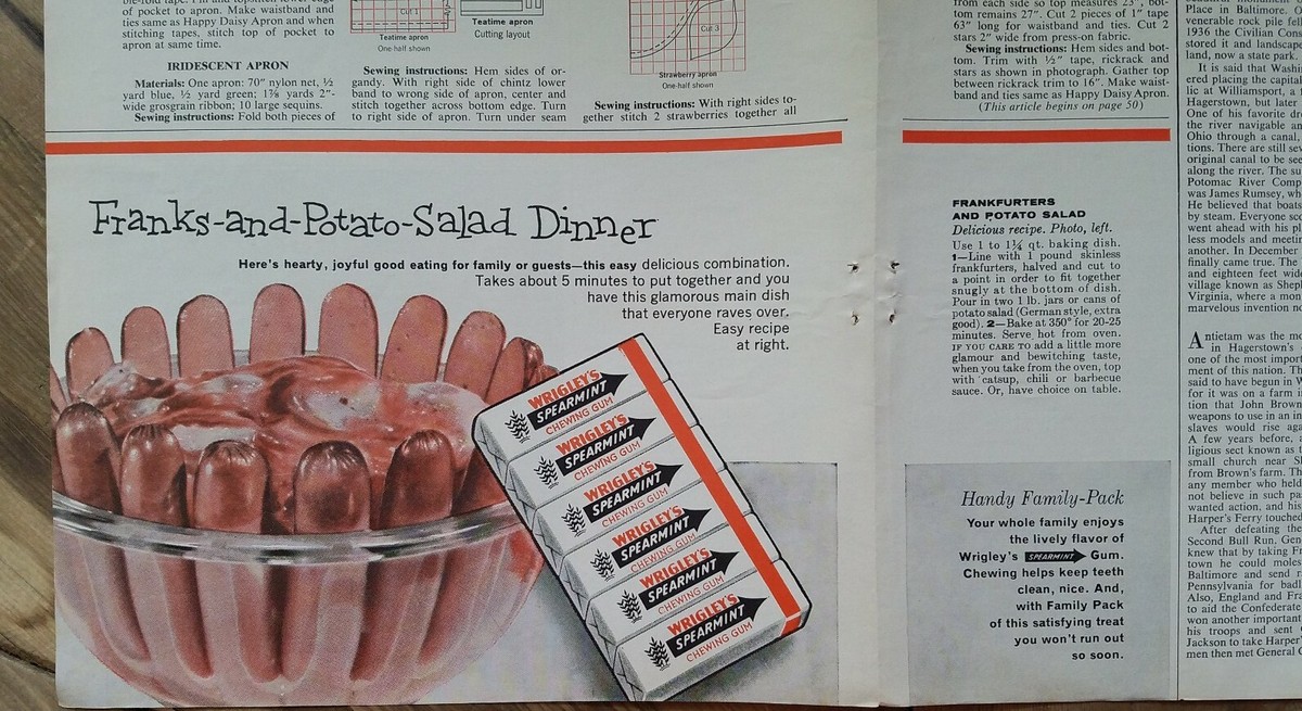 1960 Wrigley&rsquo;s Spearmint chewing gum Franks and potato salad 