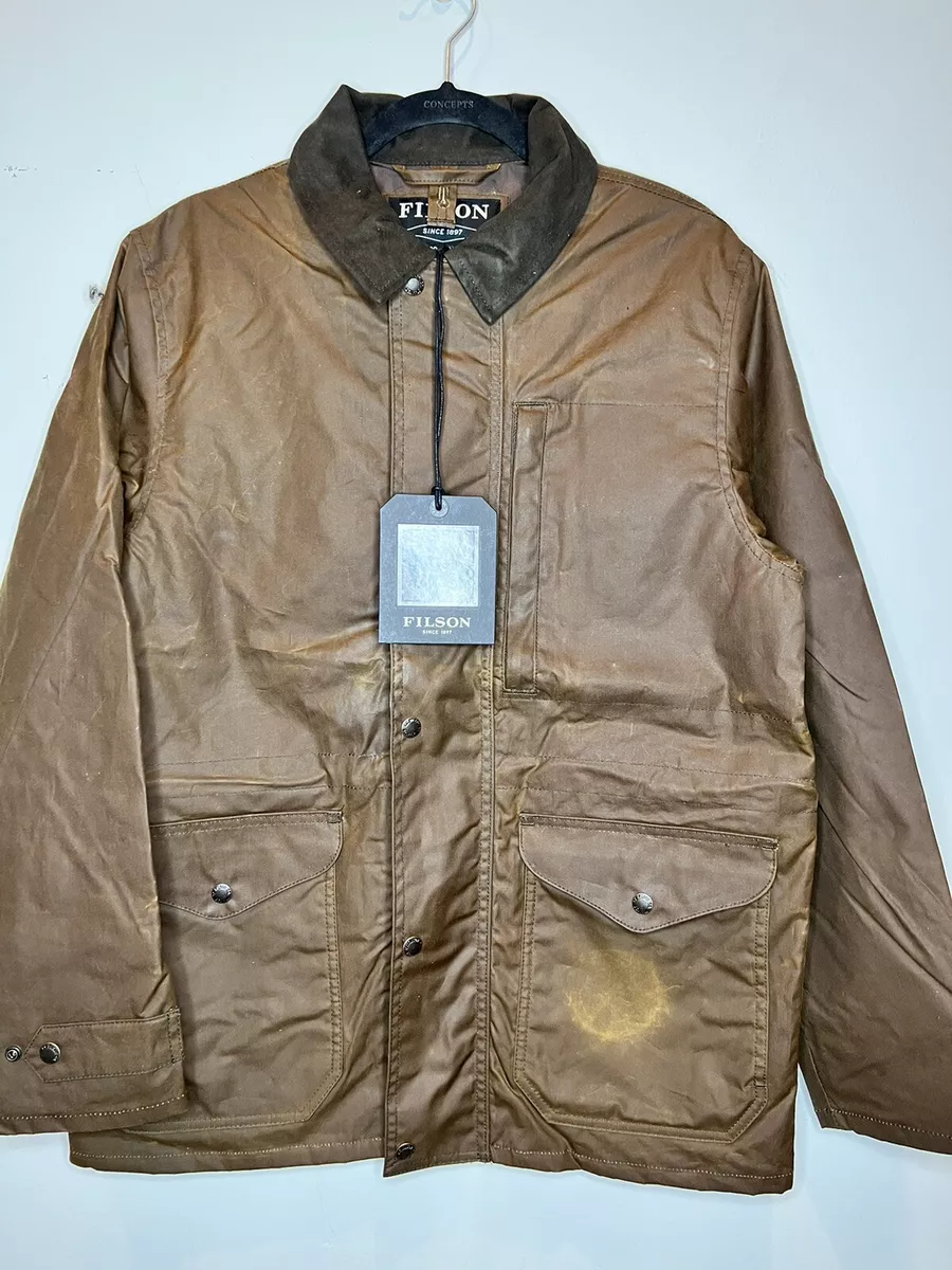 NWT Filson Cover Cloth Mile Marker Coat & Wax Oil 20171578 Dark Earth Brown  S