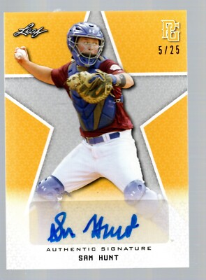 2020 Leaf Perfect Game National Showcase Auto Yellow #BASH1 Sam Hunt /25