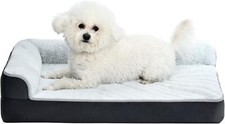 L-Shaped Dog Bed with Removable and Washable Cover, Non-Slip Bottom, Suitable