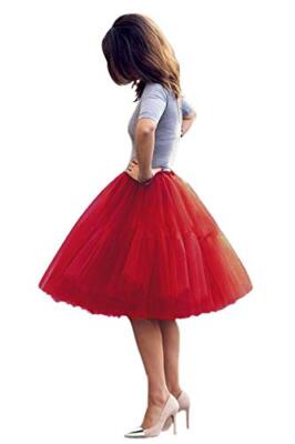 Women Layered Tulle Skirt Midi Pleated Tutu Underskirt Princess Ballet Dance