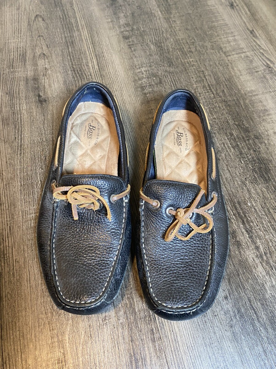 BASS AMALFI Mens Size 7 Black Moccasins tie/slip on Driving  display picture 1