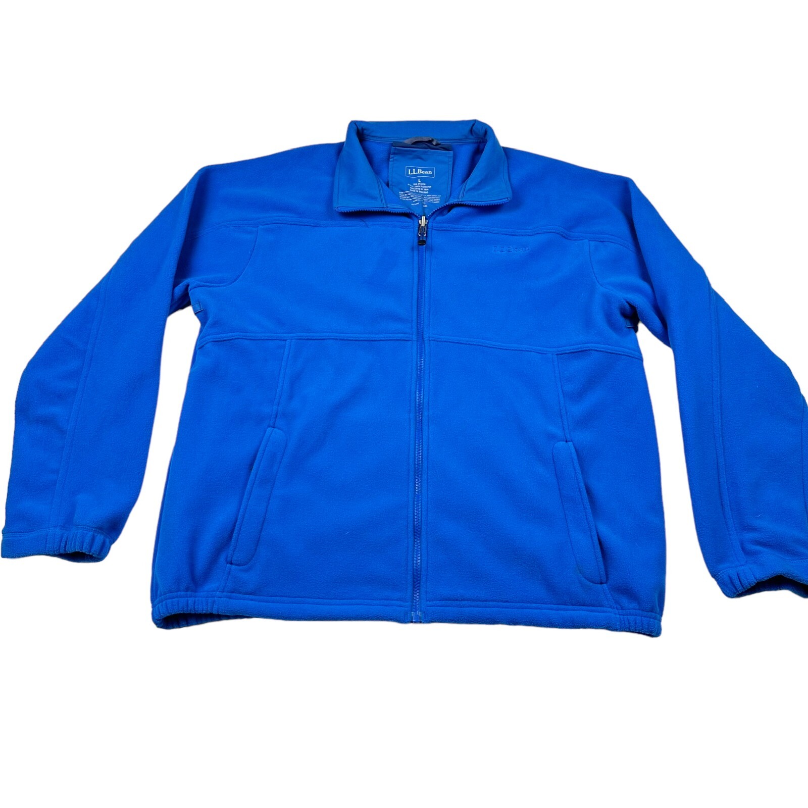 LL Bean Men's Fleece Polyester Full Zip Jacket Bright Blue • Large