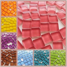 300 X Square Glass Mosaic Tiles Solid Clear for DIY Crafts Arts Home Decor