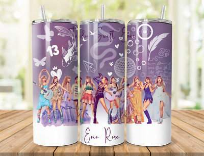 PERSONALISIERTER THERMOBECHER 'TAYLOR SWIFT ERAS' LILA 600 ML GLÄNZEND & STROHHALM