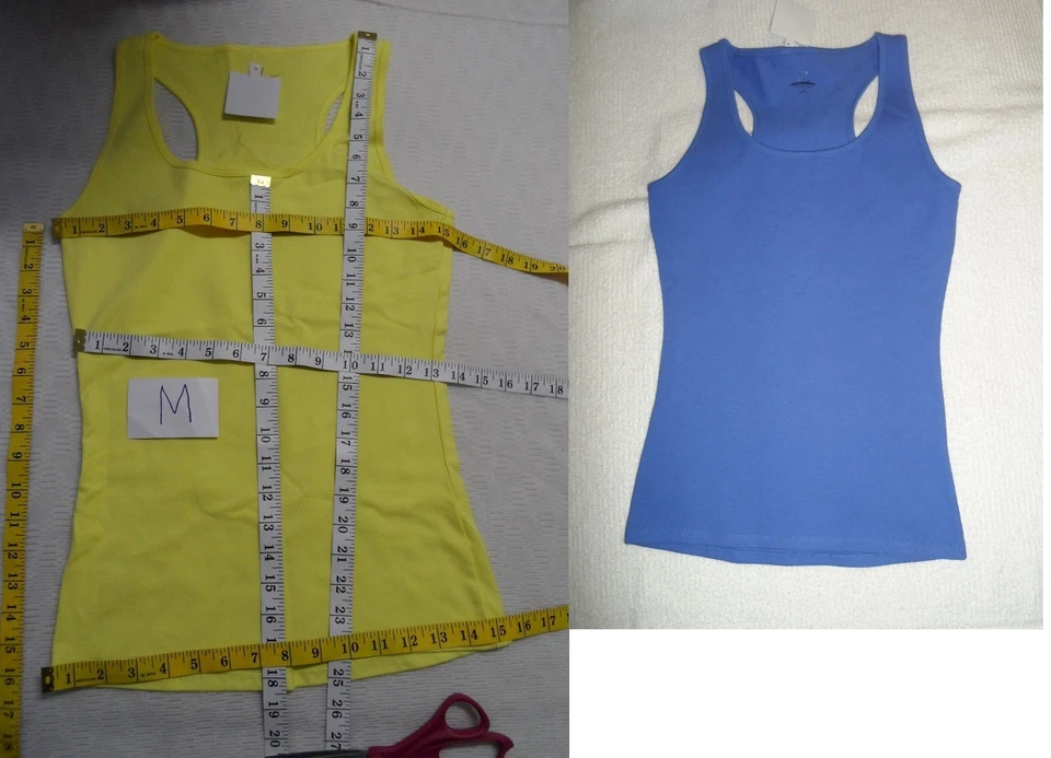 Camiseta sin mangas Yummie Tummie Yolene algodón acanalada espalda deportiva amarilla M/AZUL M/L Foto 2 de 2