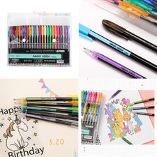 US 48Pcs Neon Color Gel Pastel Pen Point Marker Drawing Note Journaling Doodling
