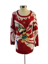 33 Degrees Ugly Christmas Sweater Tunic Funky Gingerbread Size Small 