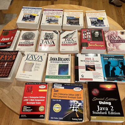18 Vintage Programming Book Lot Java JDBC Beans JavaScript Servlets Class J2EE