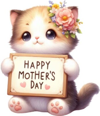 Happy Mother's Day Kätzchen Katze Wandbild Schlafzimmer Dekor Vinyl Aufkleber Abziehbild 6 Größen