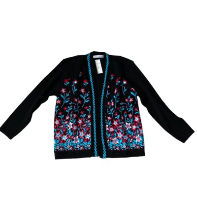 Neu mit Etikett Vintage Pure and Natural Coogie Cardigan Pullover mit Blumenmuster Größe 12 Langarm