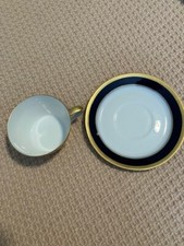 TIRSCHENREUTH GERMANY ECHT KOBALT WHITE COBALT Porcelain Cup & Saucer SET  OF 5