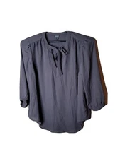 Torrid Size 0 Women's Gray Georgette Bow Tie Blouse Shirt Size Large t13
