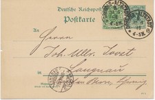 DEUTSCHES REICH 1891 5 Pf Krone als Zusatzfrankatur auf dto. Kab.-GA-Postkarte (