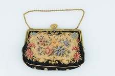 Antique Czechoslovakia Needle Point Purse With Marcasite Clasp